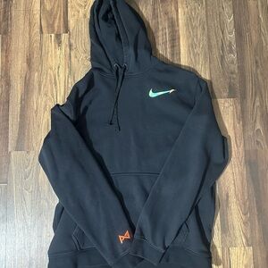 Nike Black Hoodie with Teal and Orange Accents